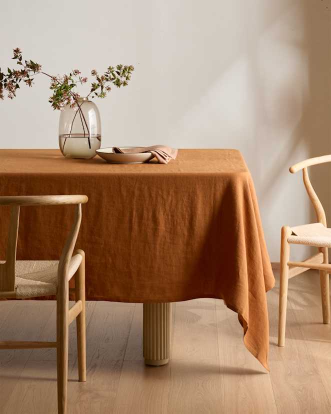 Terracotta European Linen Tablecloth