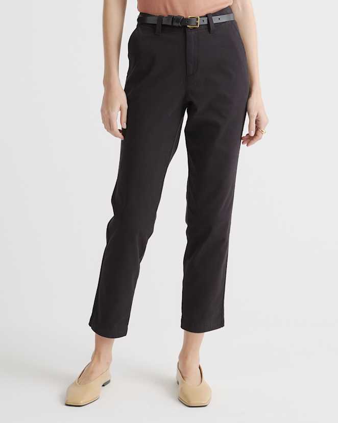 Black Stretch Cotton Twill Girlfriend Chino Pants