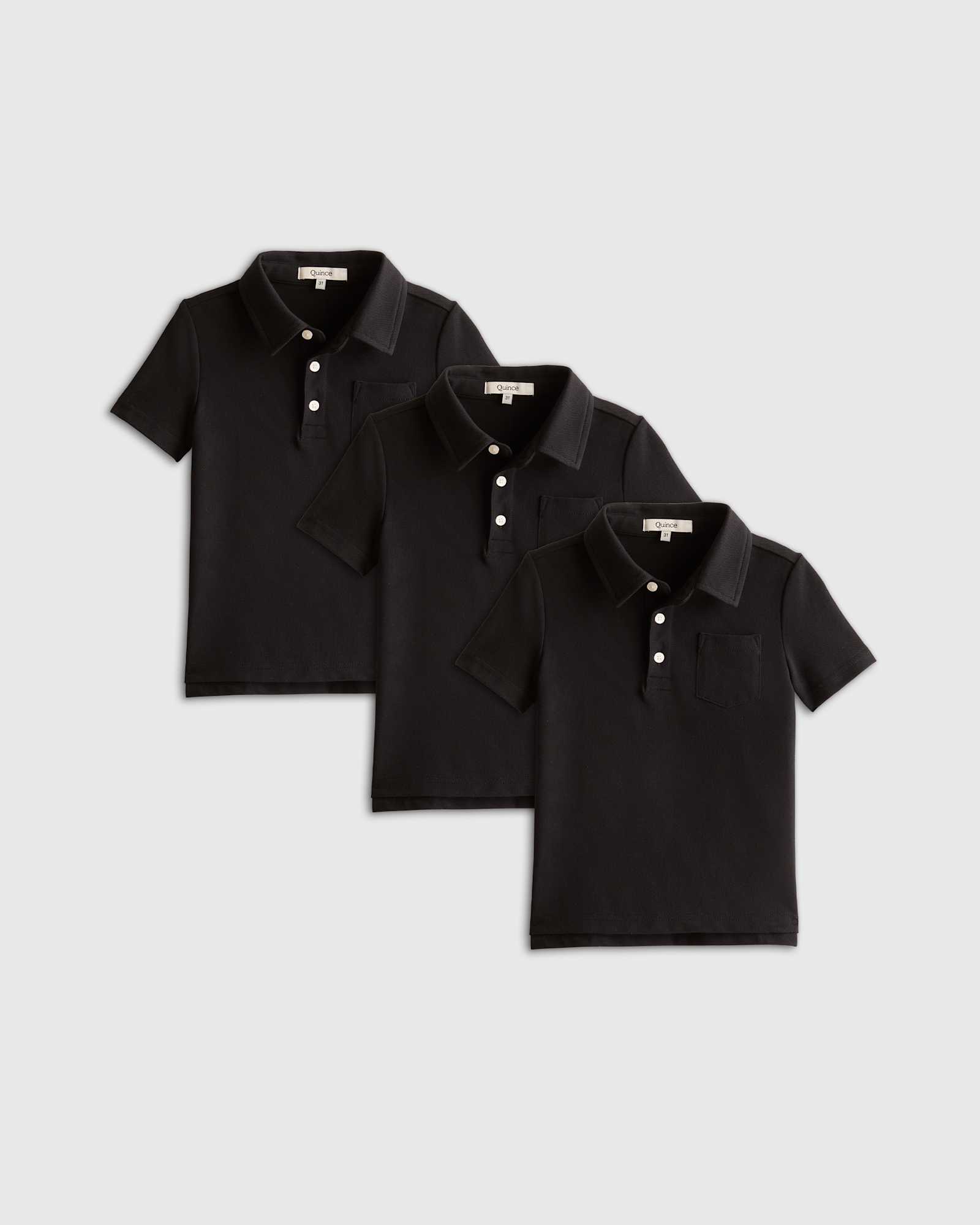 U--348 BLK0026 EDITED 3 pack black Organic Cotton Short Sleeve Pique Polo 3-Pack