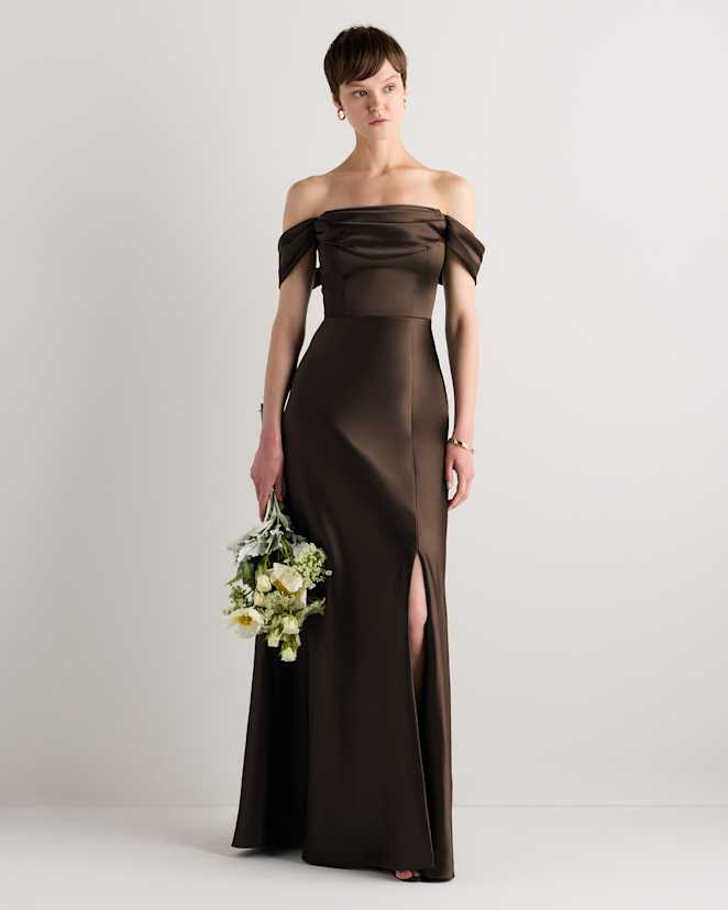 Hot Fudge Aurora Stretch Satin Convertible Dress