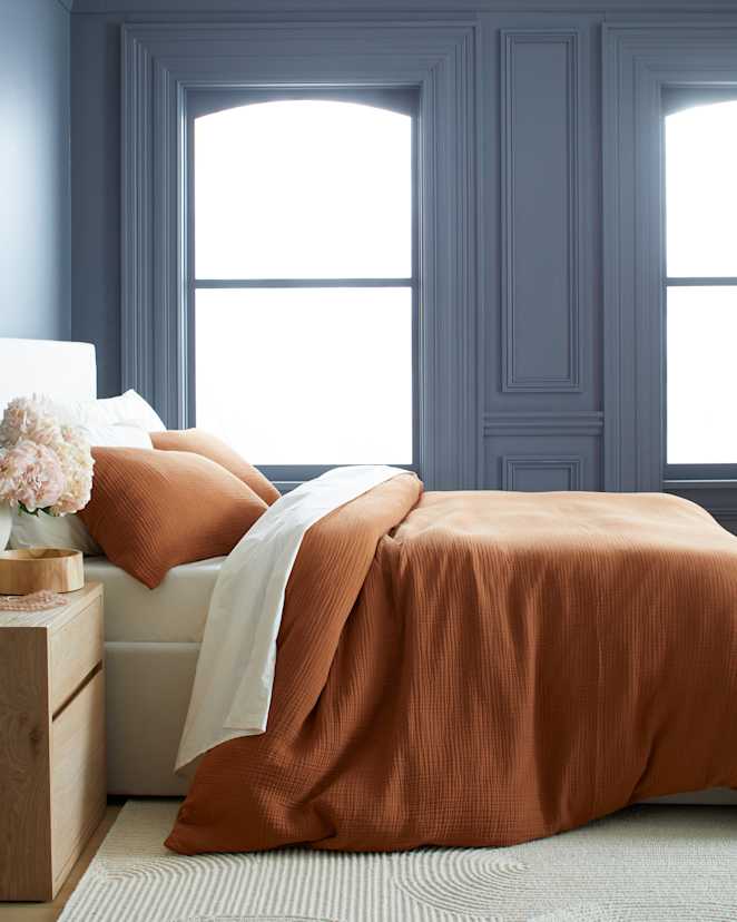 Terracotta Organic Airy Gauze Duvet Cover