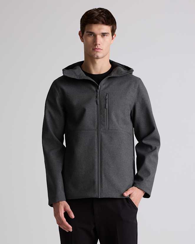 Heather Shady Charcoal Softshell Fleece-Lined Full-Zip Hooded Jacket