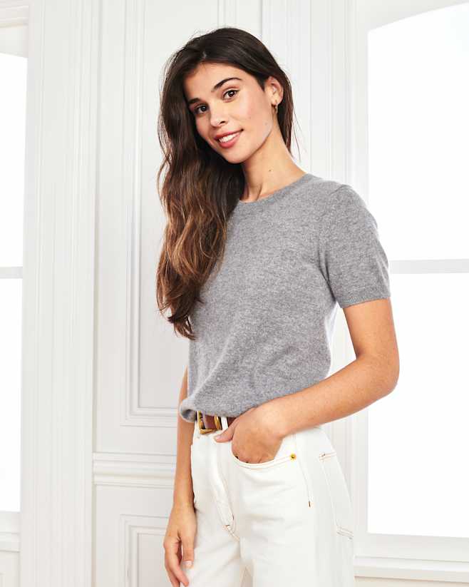 Heather Grey Mongolian Cashmere Tee