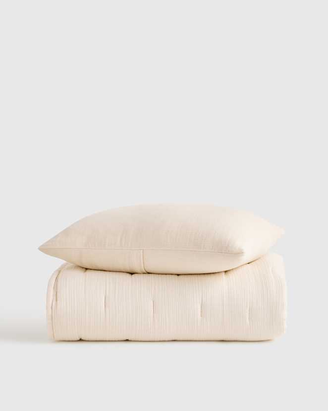 Undyed Organic Airy Gauze Toddler Quilt & Sham Set