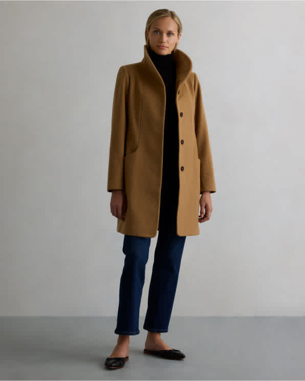 Caramel Italian Wool Cocoon Coat