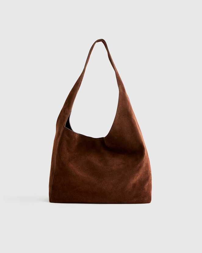 Chocolate Brown Italian Suede Slouchy Shoulder Bag