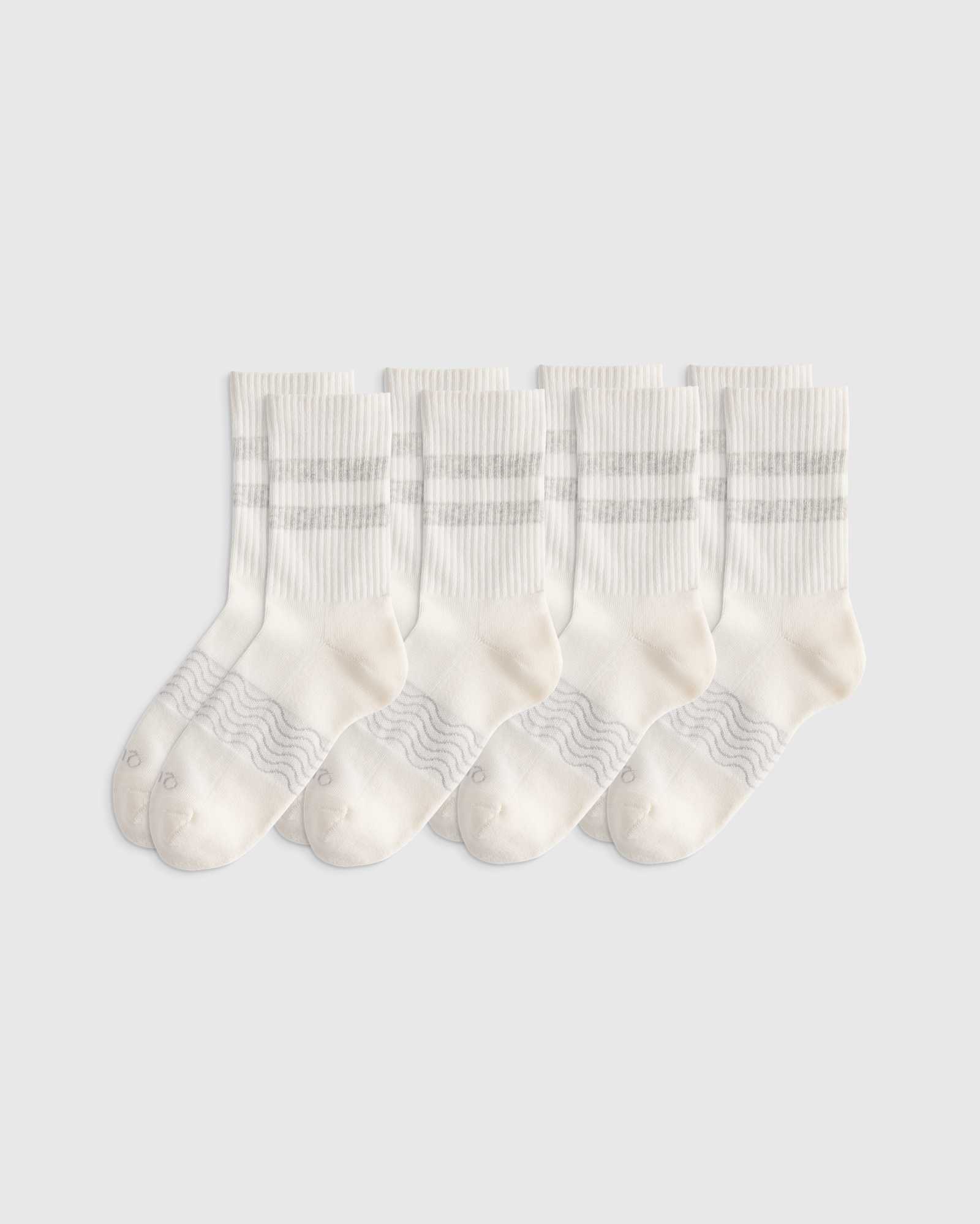 ivory/grey-stripe Everyday Cotton Varsity Stripes Half-Crew Sock (4-Pack)