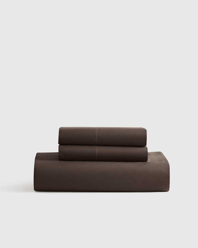 Espresso Organic Crisp Percale Fitted Sheet Set