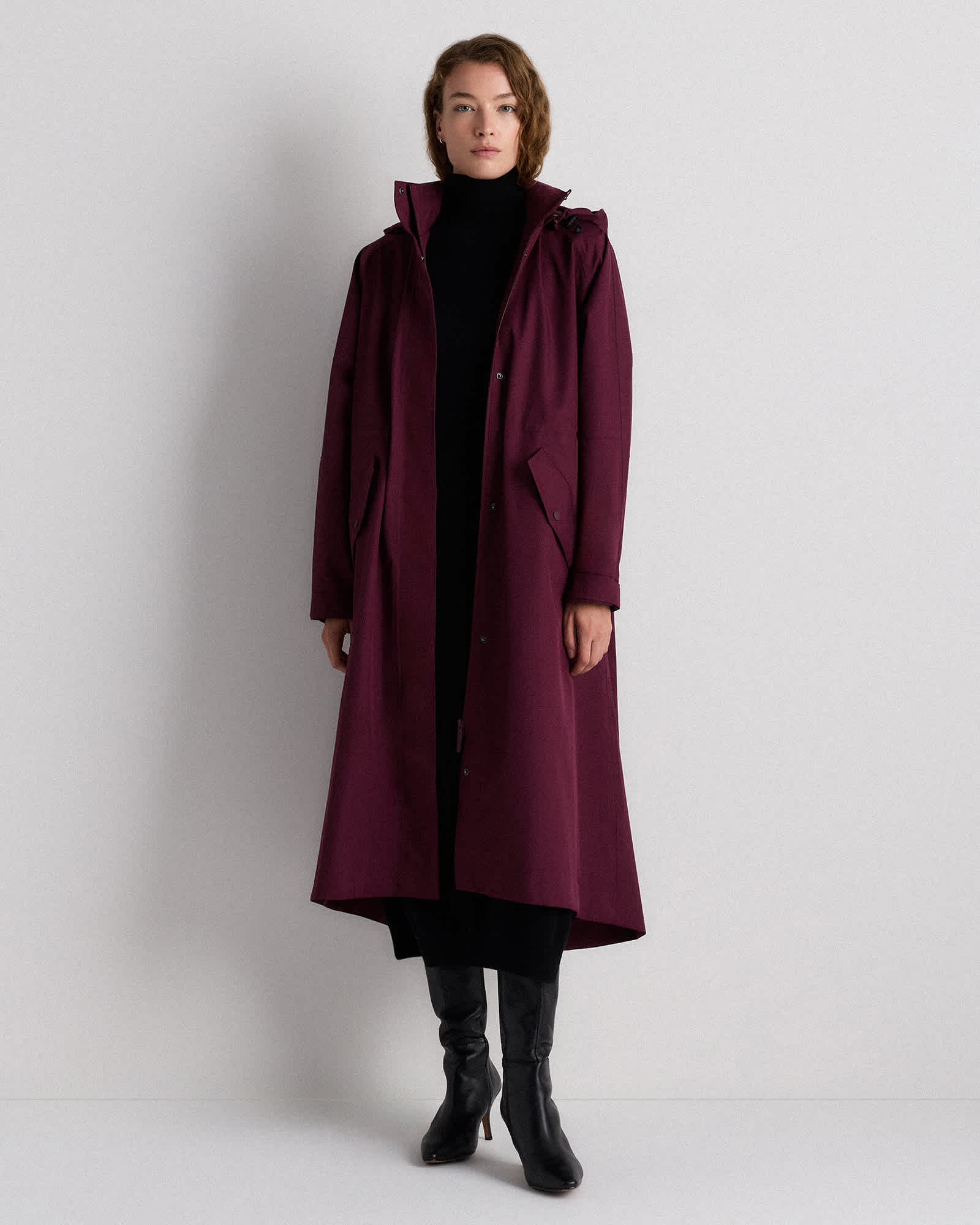 Barolo Burgundy Weather Proof Rain Trench Coat