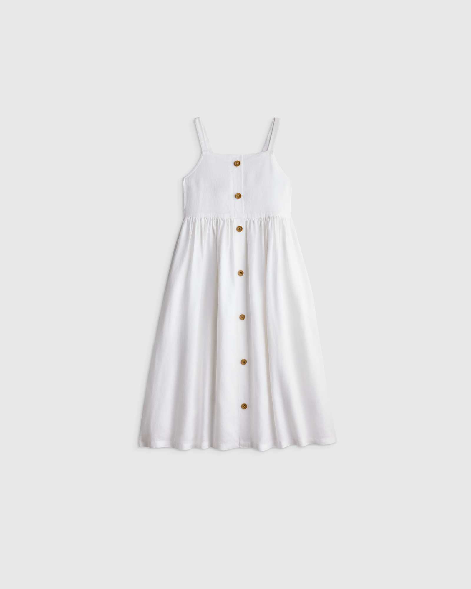 White Girls Sleeveless 100% Linen Dress