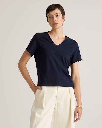 100% Organic Cotton Boxy V-Neck Tee