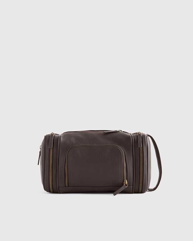 Dark Brown Nappa Leather Toiletry Bag