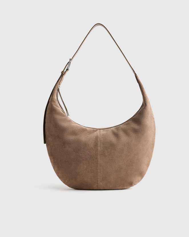 Pebble Sac à bandoulière croissant en suède italien