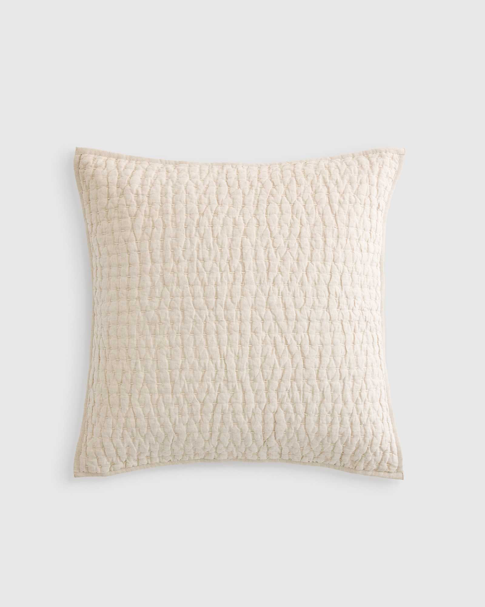Natural European Linen Cotton Stitch Quilted Euro Sham