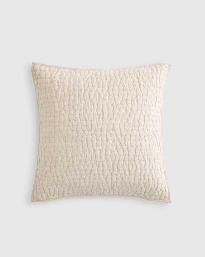 Natural European Linen Cotton Stitch Quilted Euro Sham