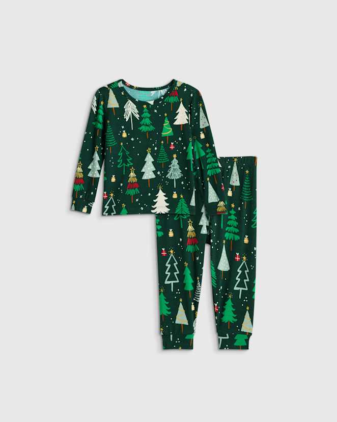 Holiday Multi Trees Bamboo Long Sleeve and Pant Pajama Set