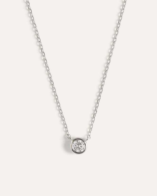 White Gold 14K Gold Diamond Bezel Necklace