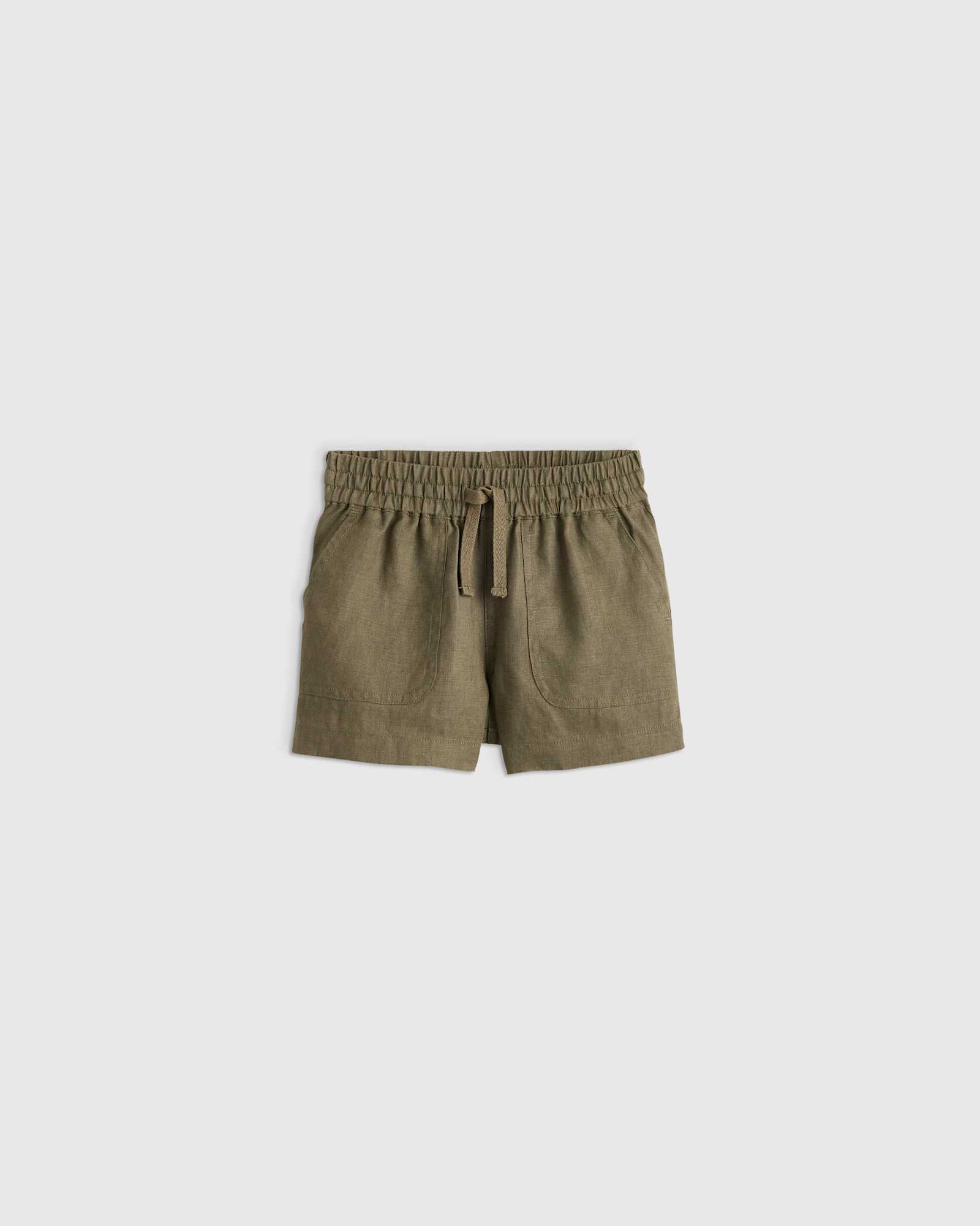 Bayberry Olive 100% European Linen Drawstring Shorts