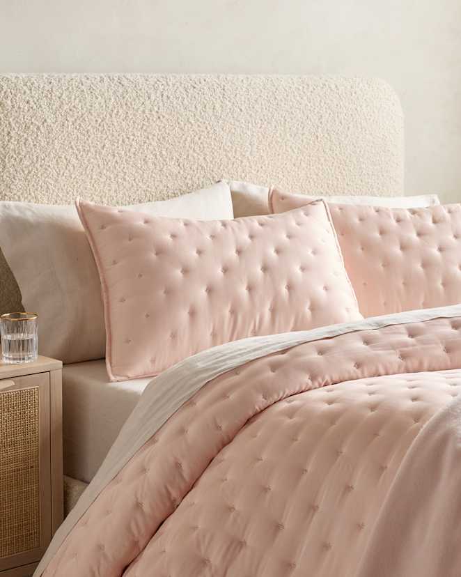 Soft Pink Bamboo Dream Quilted Sham Set