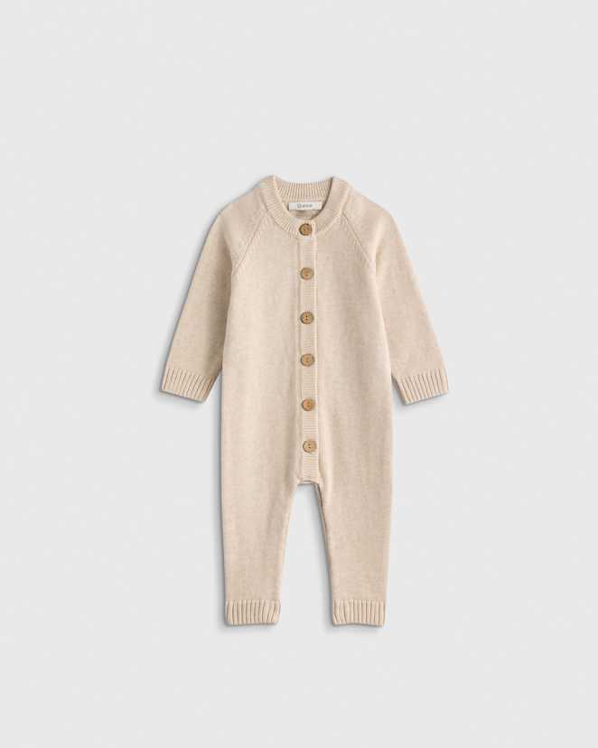 Speckled Beige 100% Organic Cotton Sweater Romper