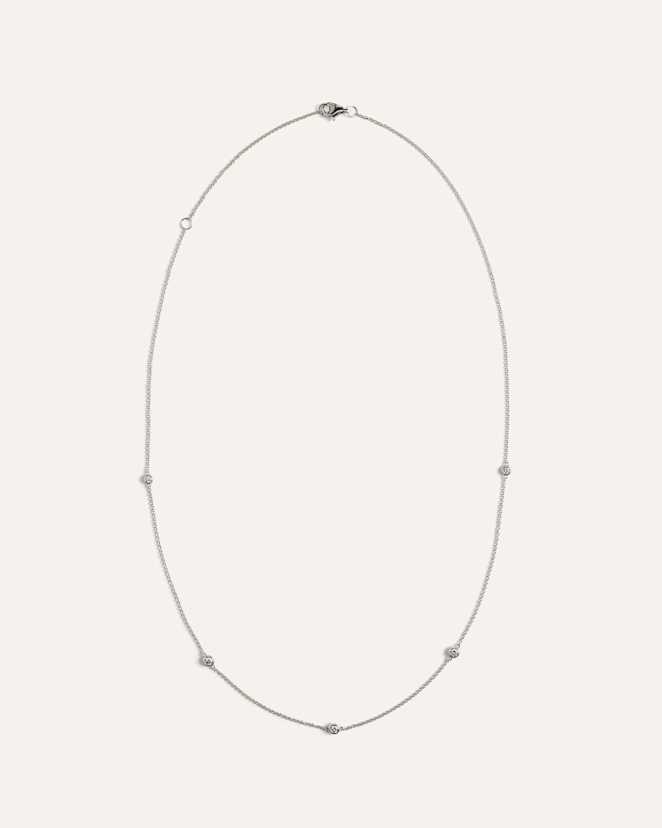 White Gold 14K Gold Diamond Bezel Station Necklace