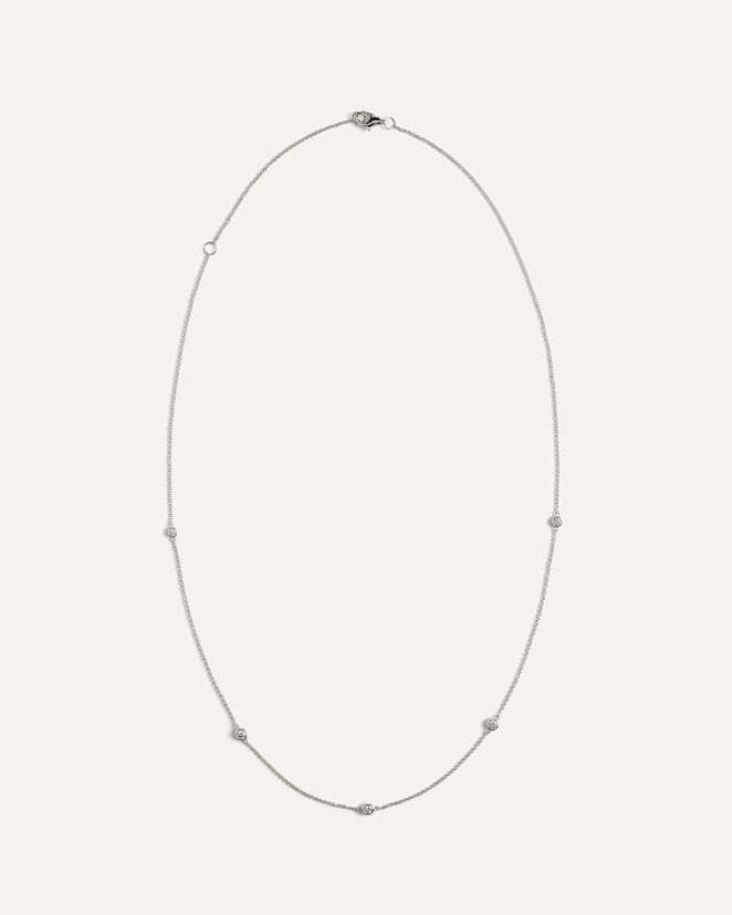 White Gold 14K Gold Diamond Bezel Station Necklace