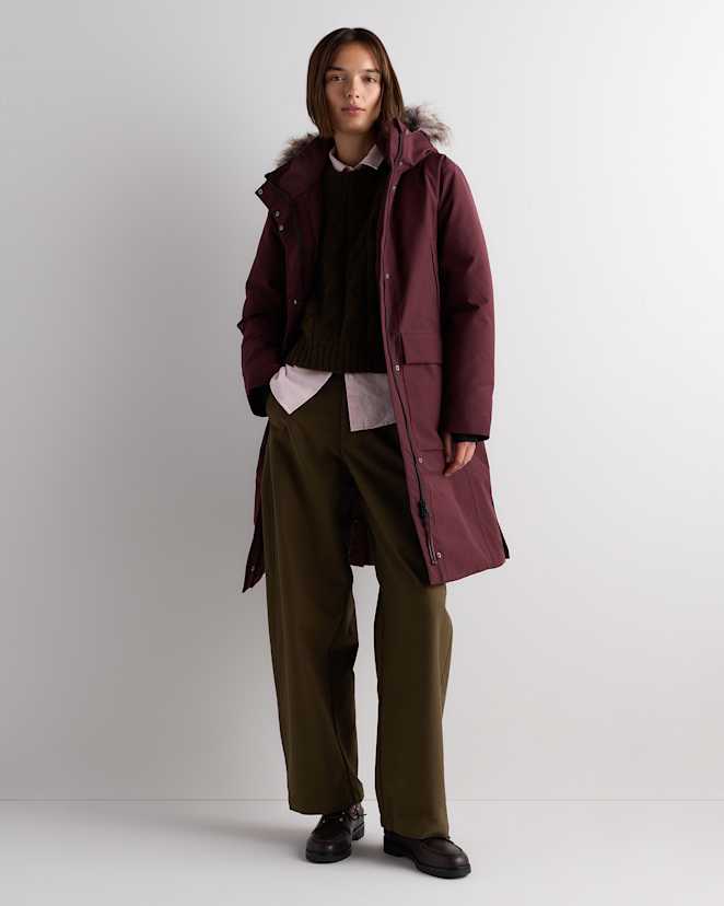Mahogany Brown Responsible Down Hooded Long Parka