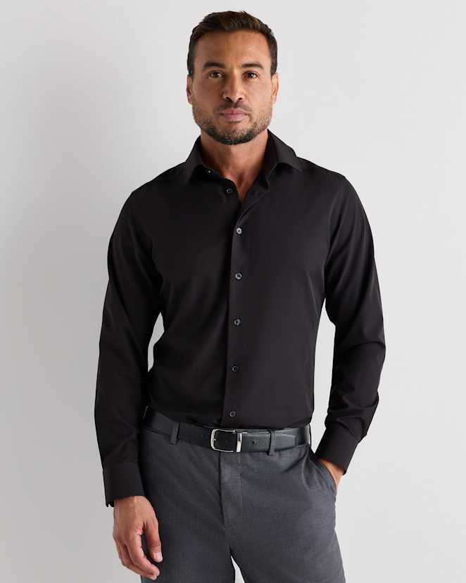 Black Performance Stretch Wrinkle-Free Slim Dress Shirt