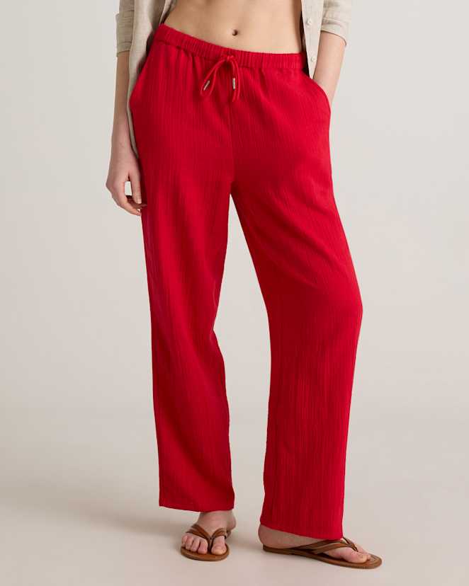 Wild Cherry 100% Organic Cotton Gauze Straight Leg Pants