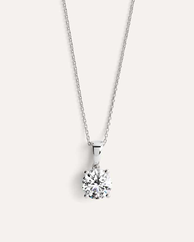 White Gold 14K Gold Lab Grown Diamond Solitaire Necklace