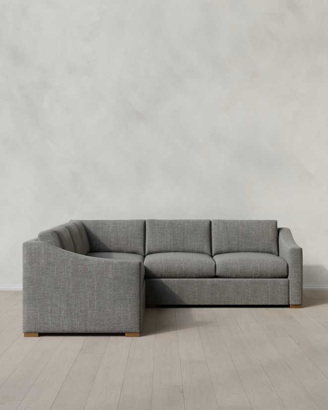 Slate Hollis Slope Arm L Sectional in Performance Chenille Linen Blend