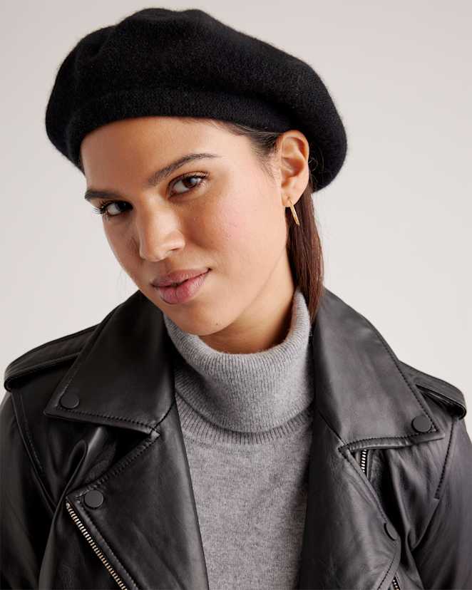 Black Mongolian Cashmere Beret