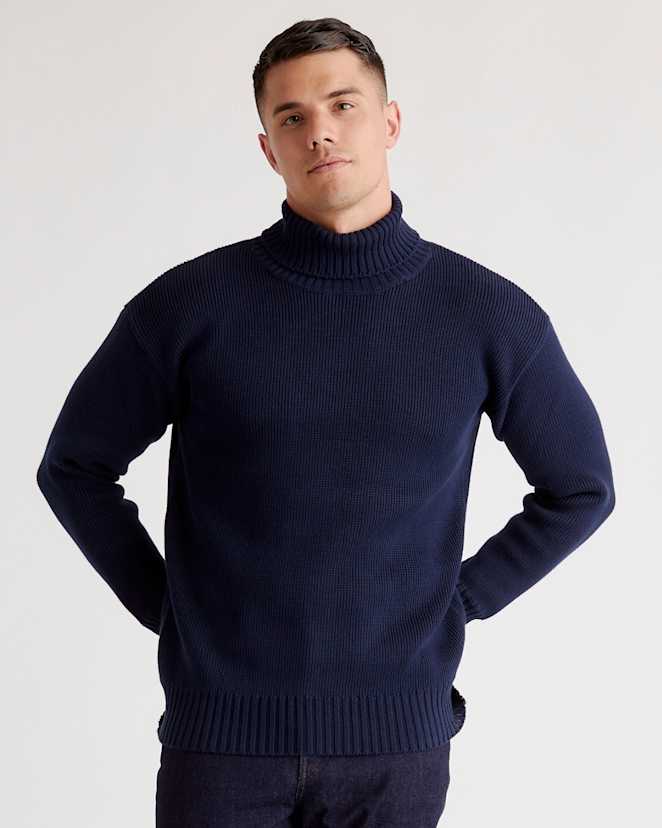 Navy 100% Organic Cotton Turtleneck Sweater