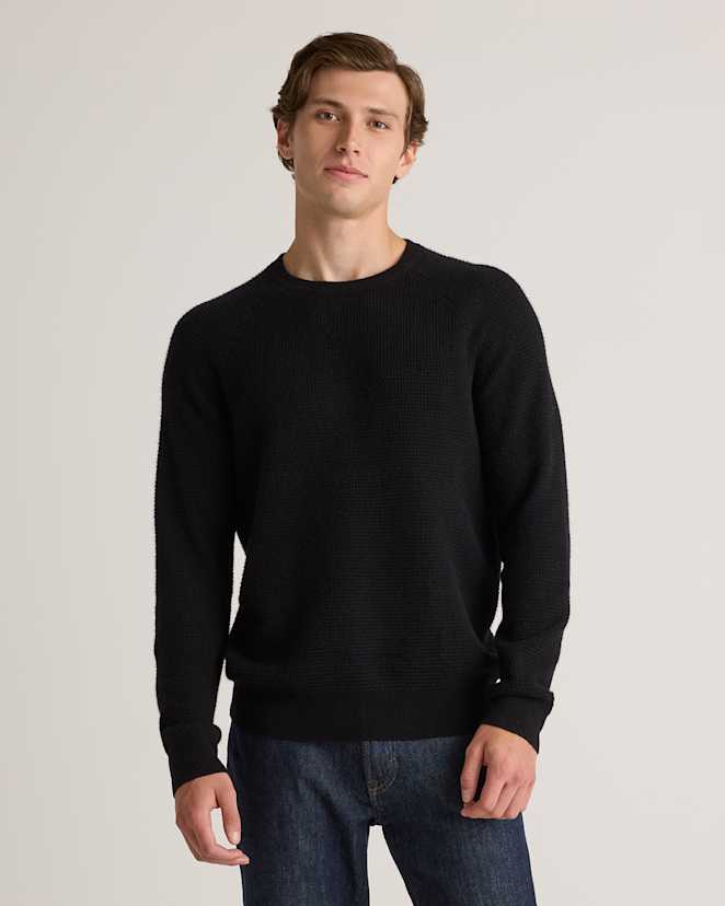 Black Mongolian Cashmere Waffle Sweatshirt