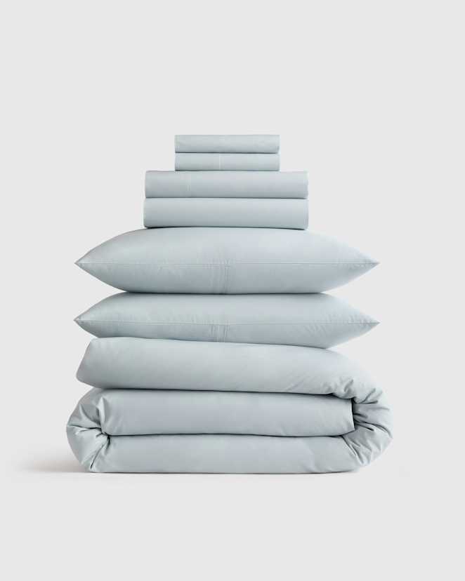 Sky Blue Organic Crisp Percale Deluxe Bedding Bundle