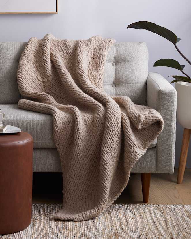 Neutral Chunky Hand Knit Wool Throw