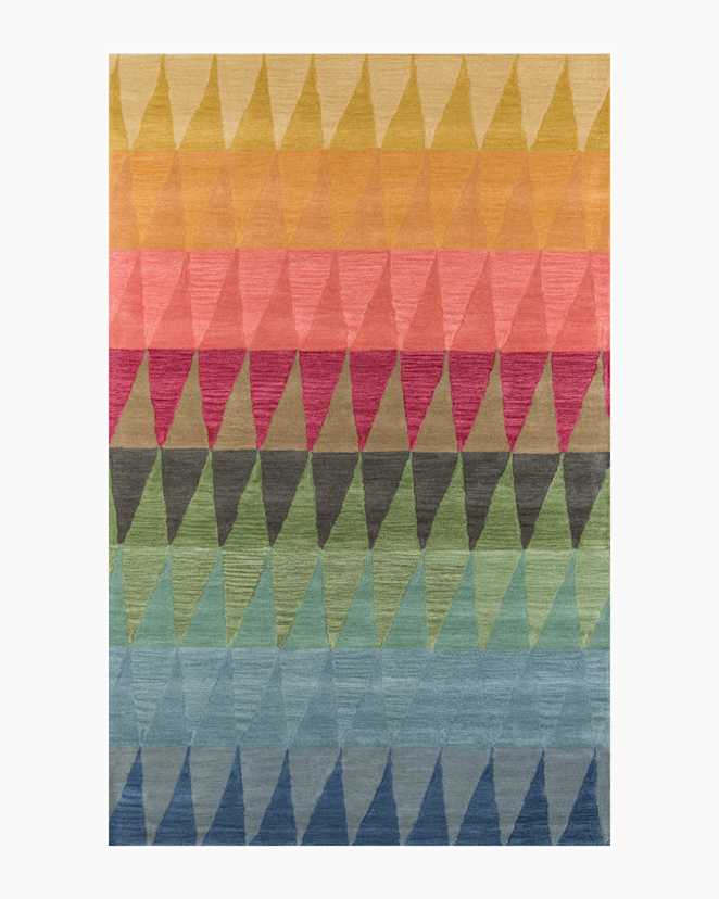 Red Multi Rainbow Geo Hand-Tufted Rug