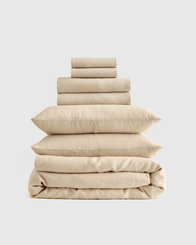 Oat European Linen Deluxe Bedding Bundle