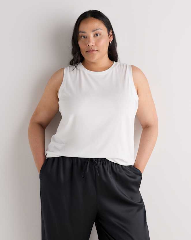 White Cotton Modal Muscle Tank
