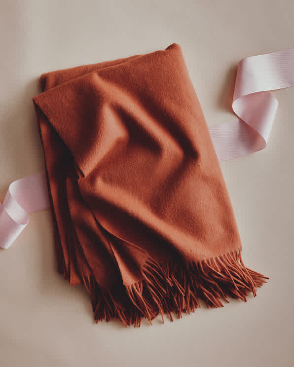 Persimmon Mongolian Cashmere Throw