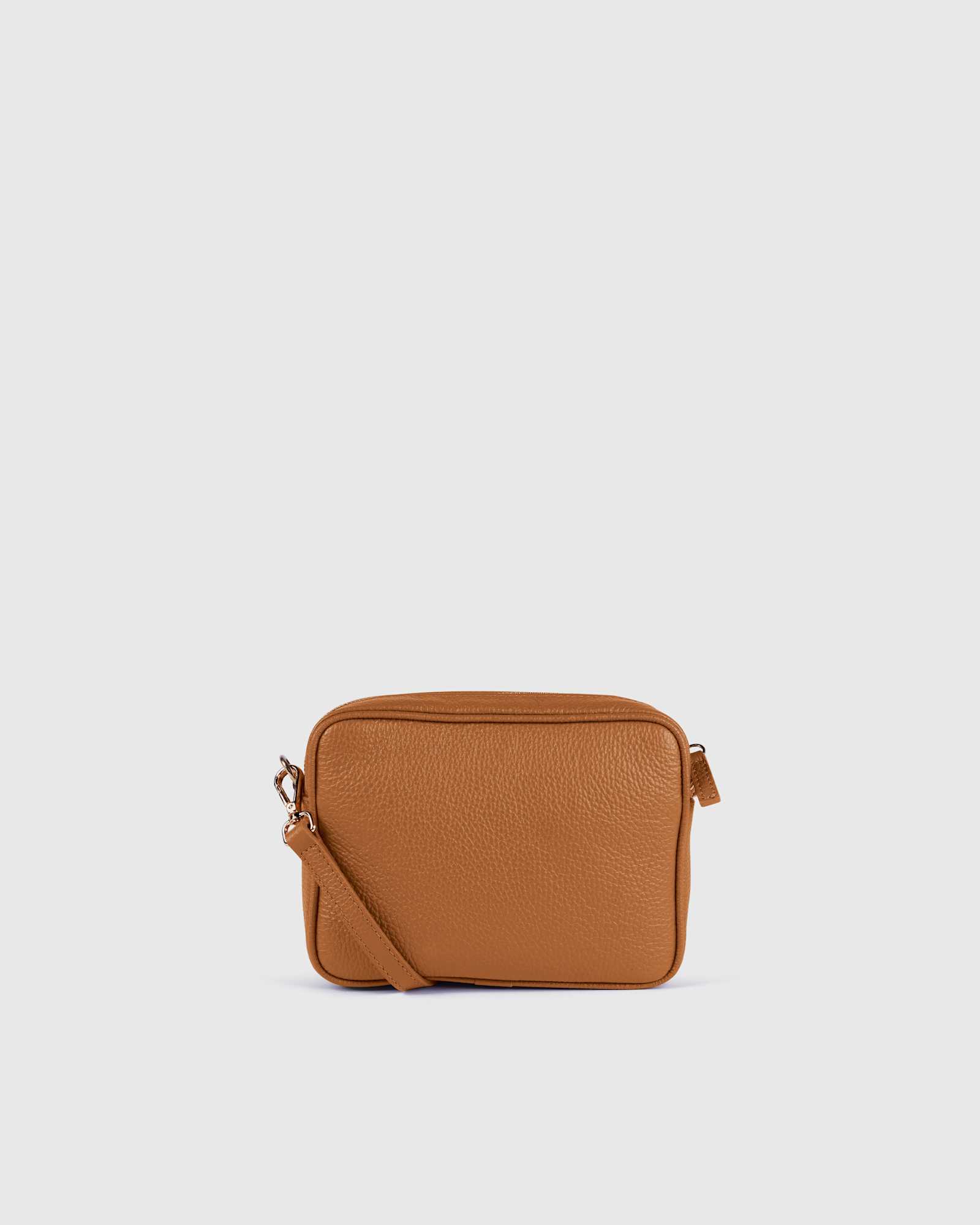 cognac Italian Leather Crossbody Bag
