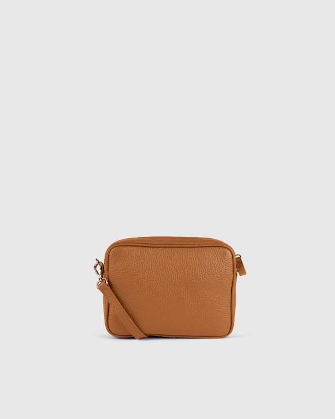 Cognac Italian Leather Crossbody Bag