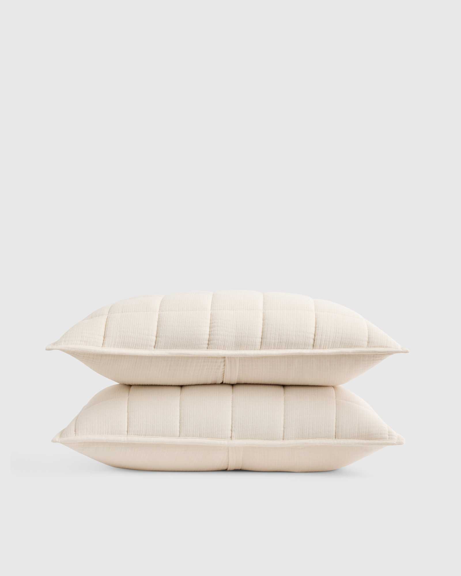 Undyed Organic Cotton Gauze Box Quilt Sham Set
