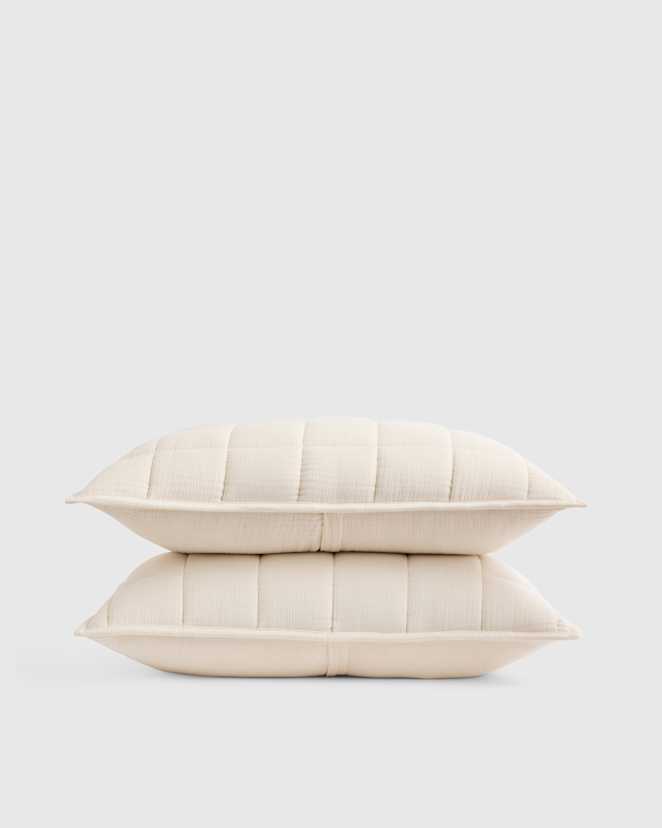 Undyed Organic Airy Gauze Box Quilt Sham Set