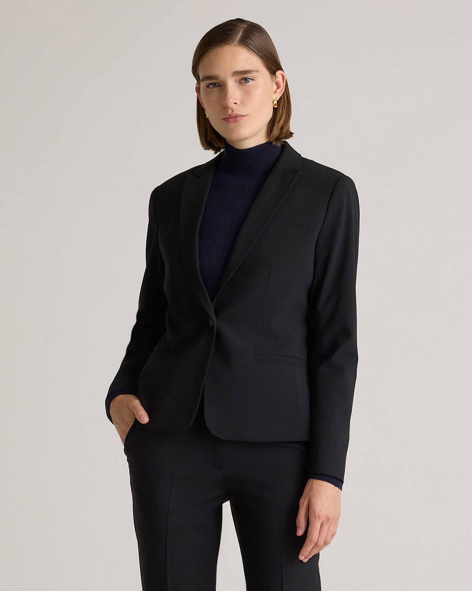 black Italian Wool Tailored Blazer