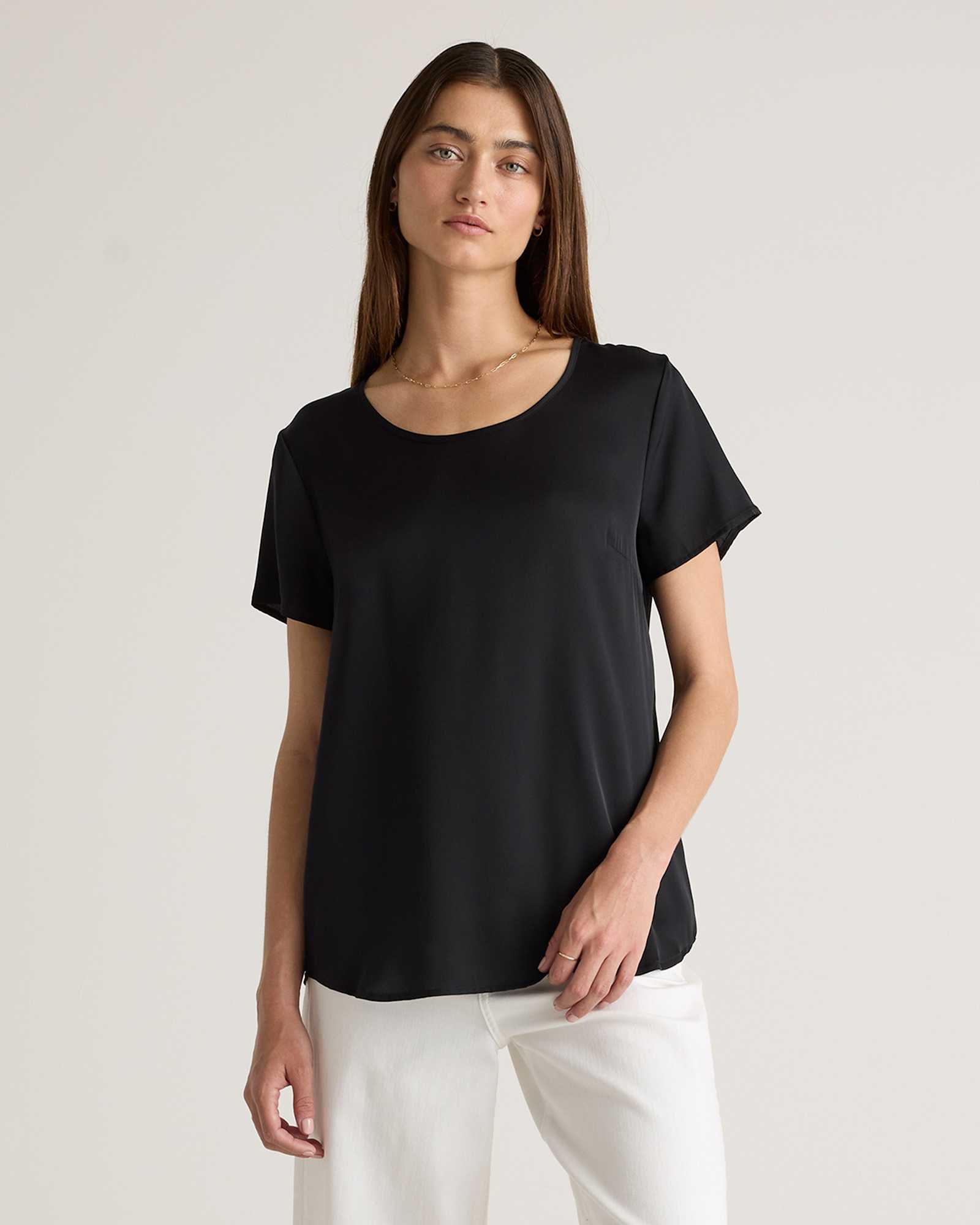 ivory Washable Stretch Silk Tee