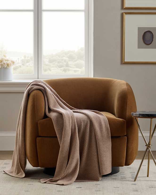 Oatmeal Ribbed Knit Cashmere Throw