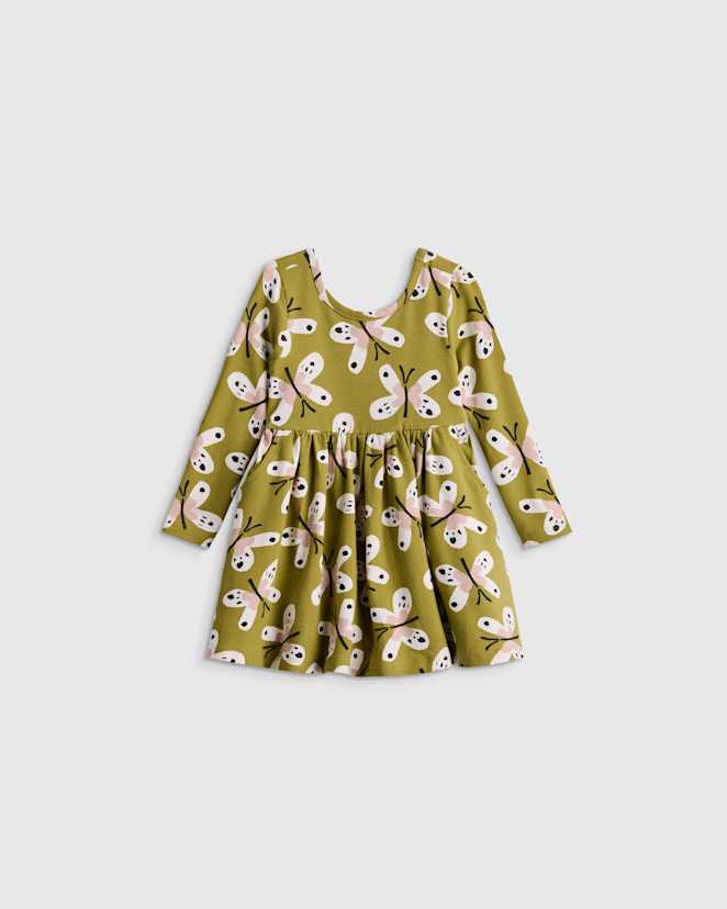 Butterfly Meadow Organic Cotton Long Sleeve Skater Dress