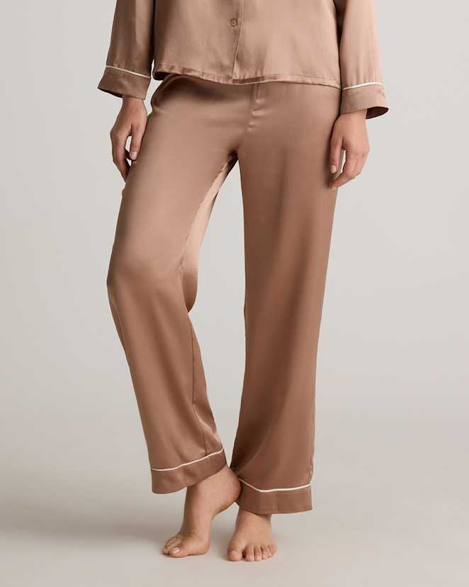 Toasted Almond 100% Washable Silk Satin Pajama Pant