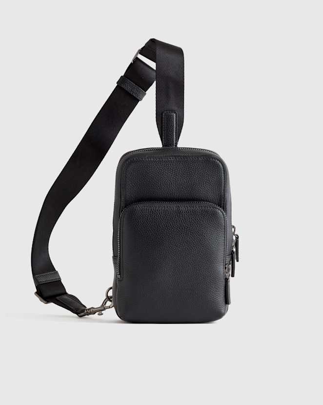 M-BAG-19-BLK-045 EDITED Black Excursion Italian Leather Sling Pack